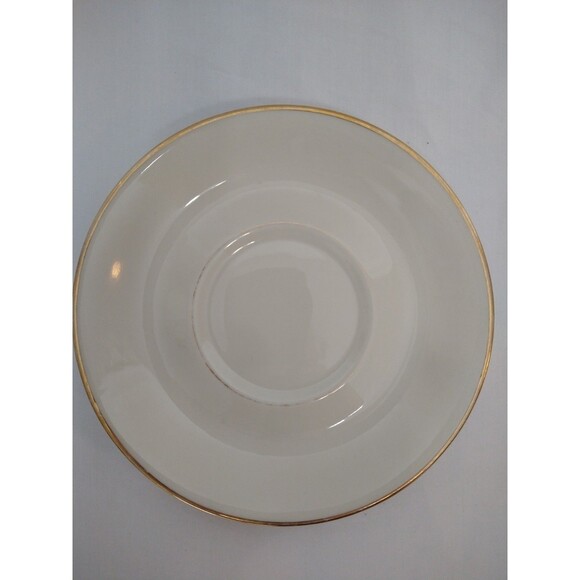 VTG Air France Pillivuyt? Porcelain Teacup and Saucer Ivory Cream with Gold Rim - Picture 5 of 14